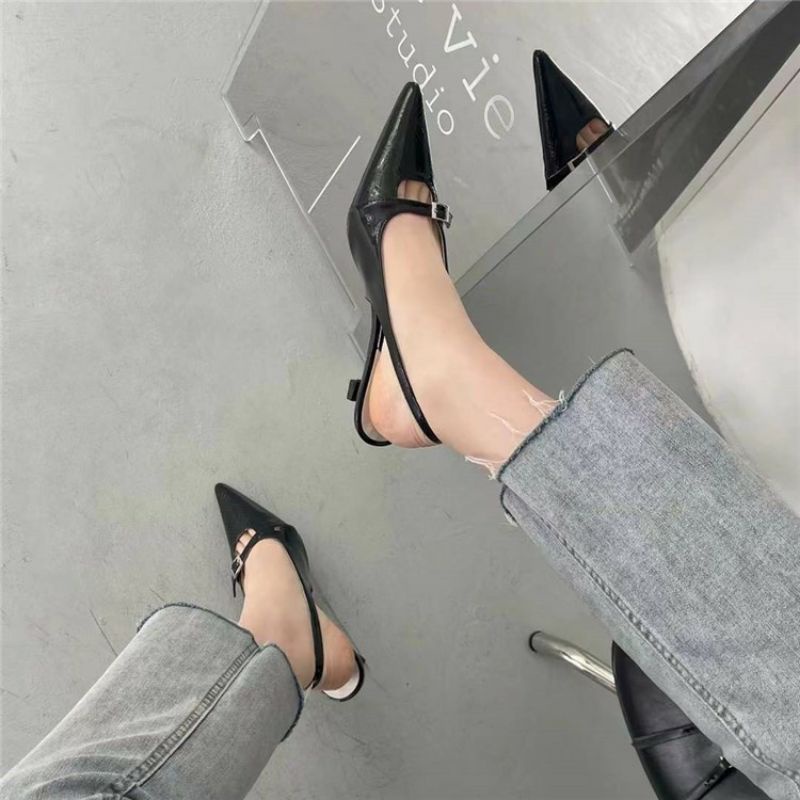 Giày hở gót da siêu mềm gót 4p đai khoá thiết kế công sở nhẹ nhàng vẫn sang trọng