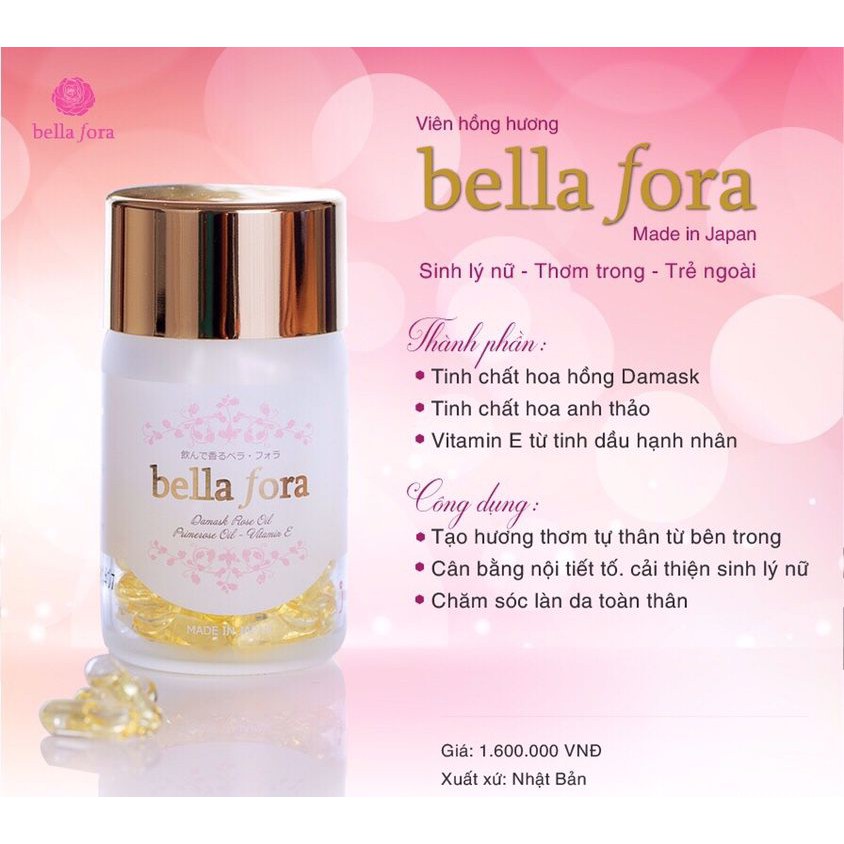 Viên uống làm thơm cơ thể tinh chất hoa hồng Bella Fora 35 viên