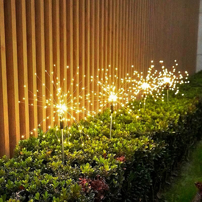 Đèn LED Năng Lượng Mặt Trời Dây Đồng Hình Pháo Hoa Bồ Công Anh Trang Trí Sân Vườn Ngoài Trời