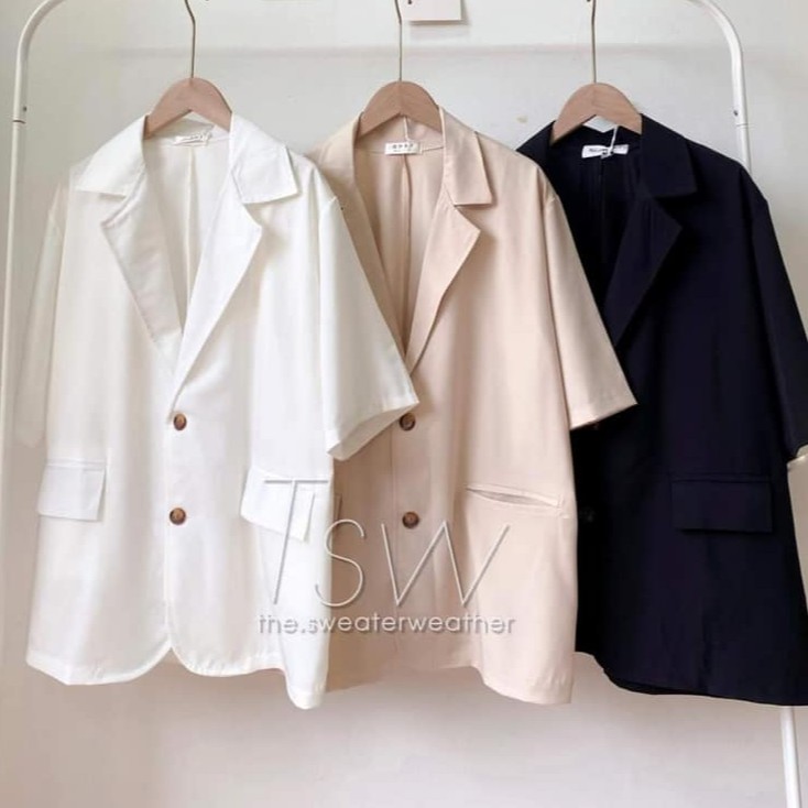 [Mã WASTMAY giảm 15% tối đa 30K đơn 150K] Áo blazer - áo vest nữ tay lỡ shynstores vải đũi 2 cúc dày dặn có túi trước | BigBuy360 - bigbuy360.vn