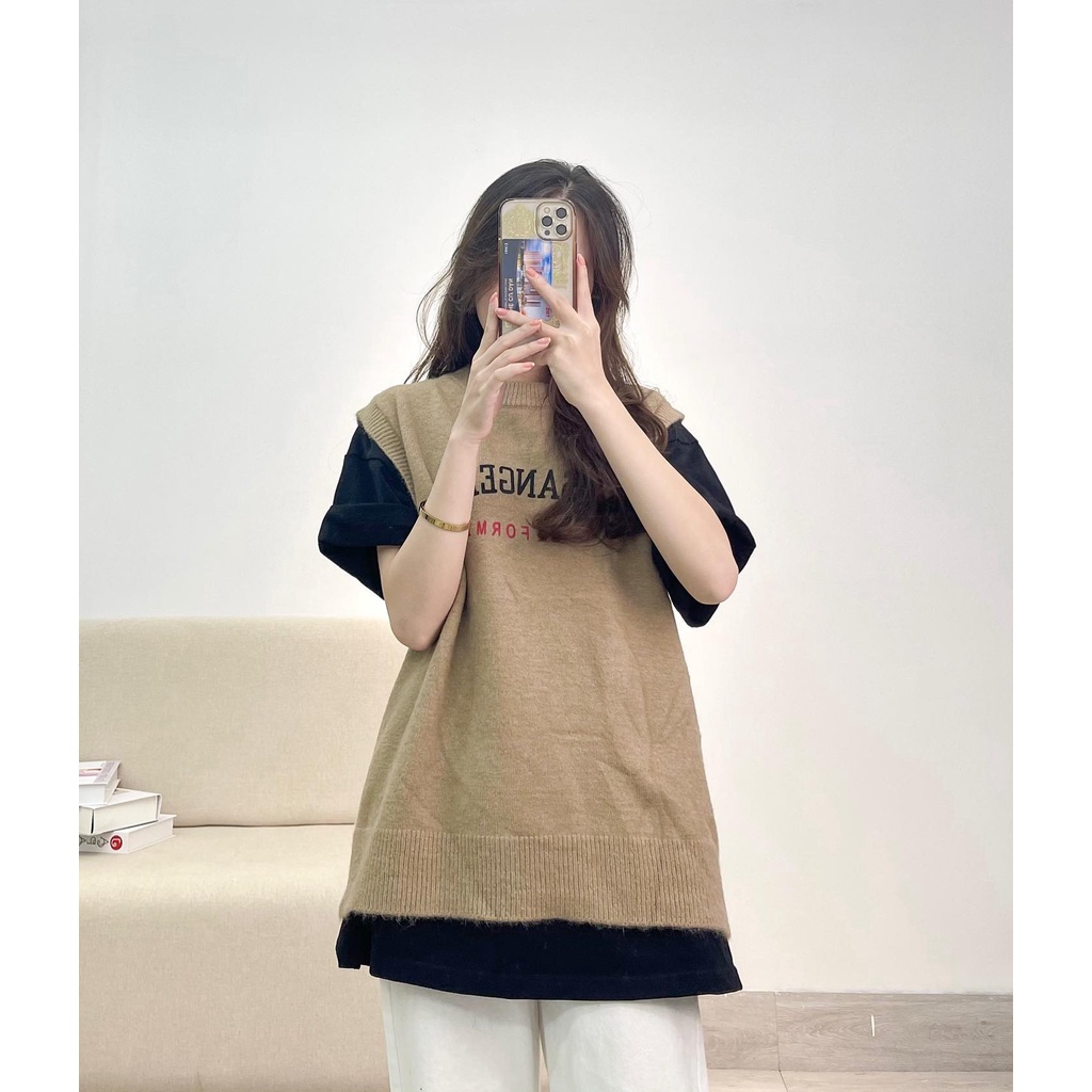 Áo gile cổ trong LOST ANGELES hàng quảng châu Miho house