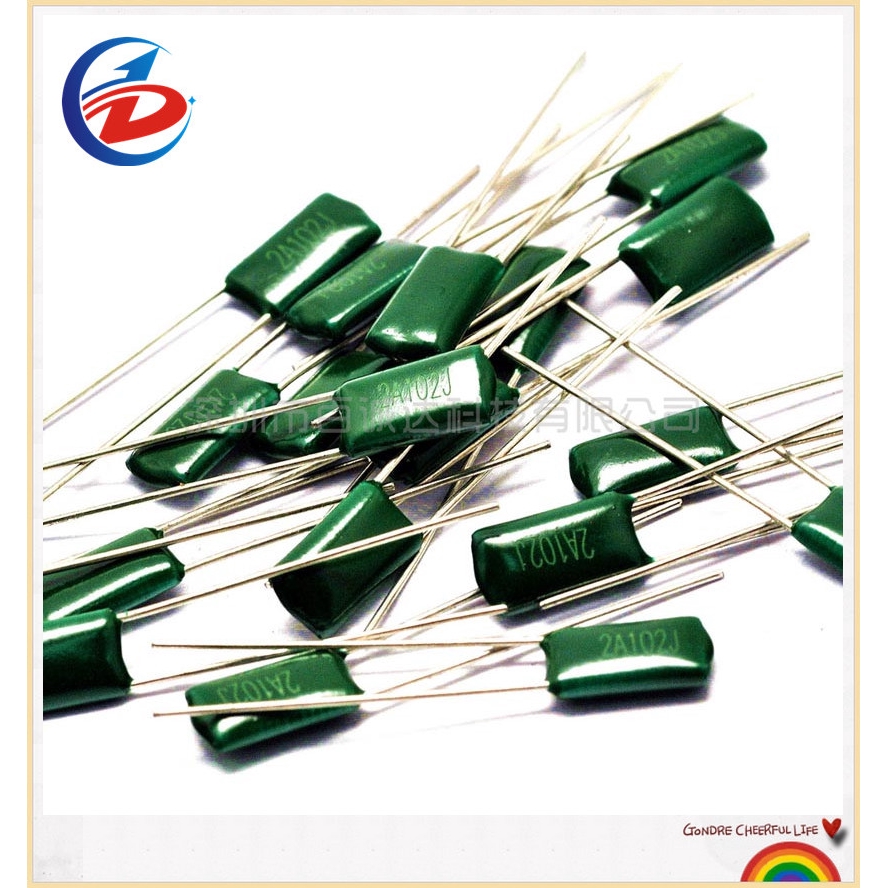 200 CÁI 2A102J 2A102 100V 0,001UF 1nF Điện dung tụ màng Polyester