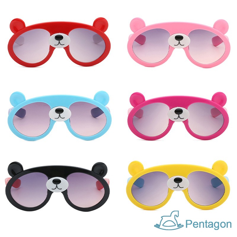 Kính Mát Gọng Tròn Chống Tia UV Thiết Kế Tai Gấu Xinh Xắn Dành Cho Bé
