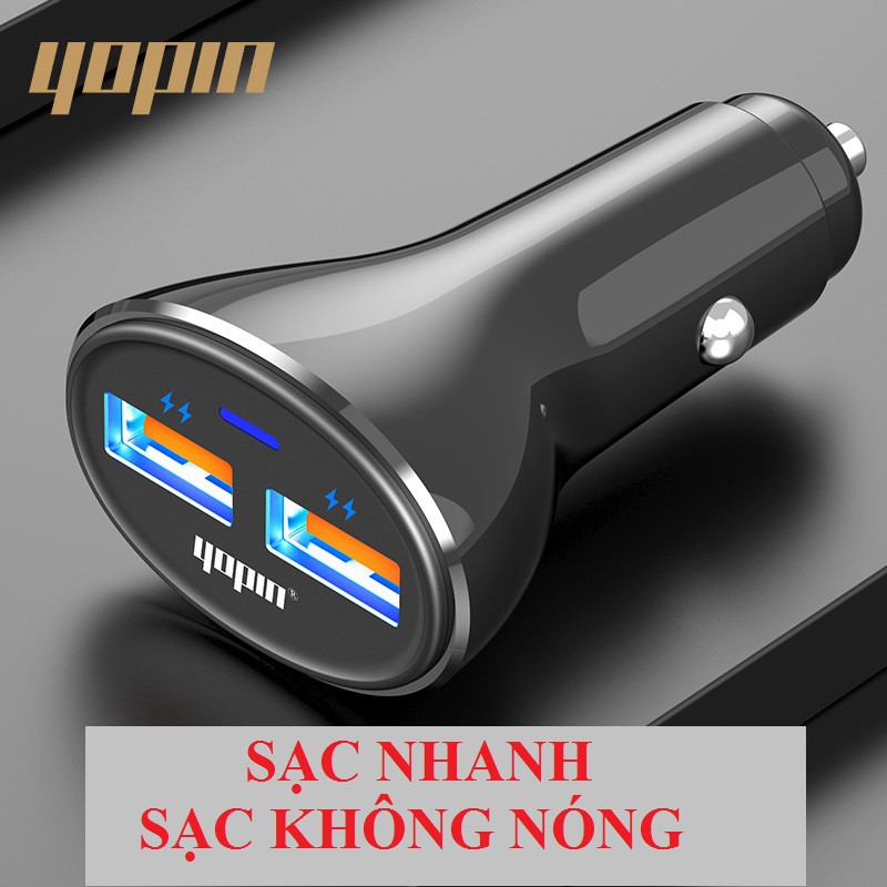 Tẩu sạc nhanh ô tô, 2 cổng USB, cường độ 2.4A - HÀNG XỊN, sạc siêu nhanh