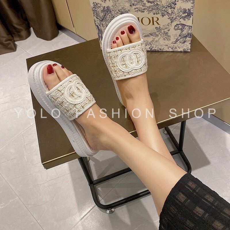 Dép lê nữ quai ngang đế cao 3p phối dạ sang chảnh hàng siêu nhẹ cao cấp chuẩn đẹp - D35