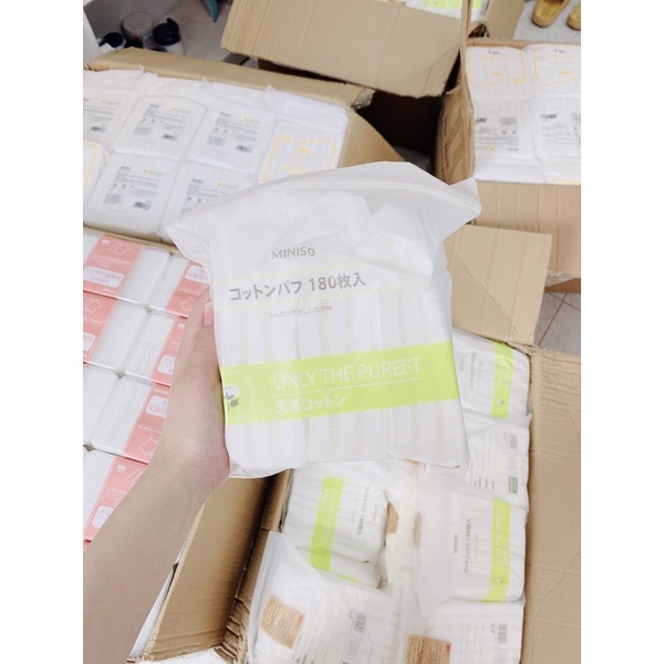 bông tẩy trang miniso 180m