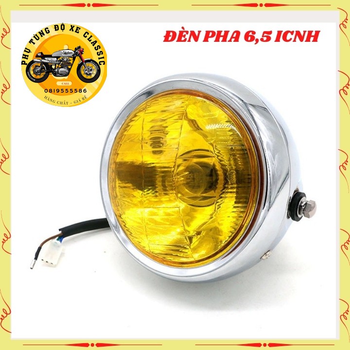 Đèn pha xe máy độ Classic , gáo đèn tròn sơn tĩnh điện , kính thủy tinh trong  bao giá toàn quốc