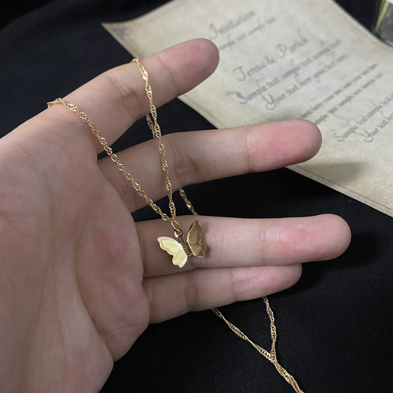 [Giao Hàng Miễn Phí] Dây Chuyền Sợi Xích Ngắn Mặt Hình Bướm Phong Cách Hàn Quốc Dễ Phối Đồ 23592