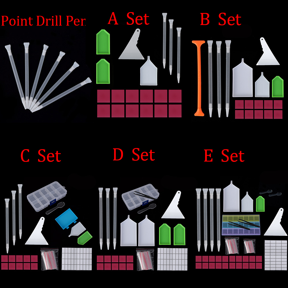 Bộ Dụng Cụ Làm Tranh Đính Đá 5d Diy Hình Tròn / Vuông Tiện Dụng