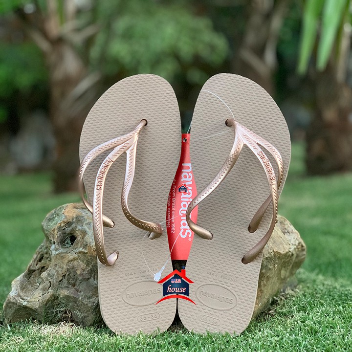 Dép Havaianas Women's Flip Flops Slim New Tria Sandals Rose Gold