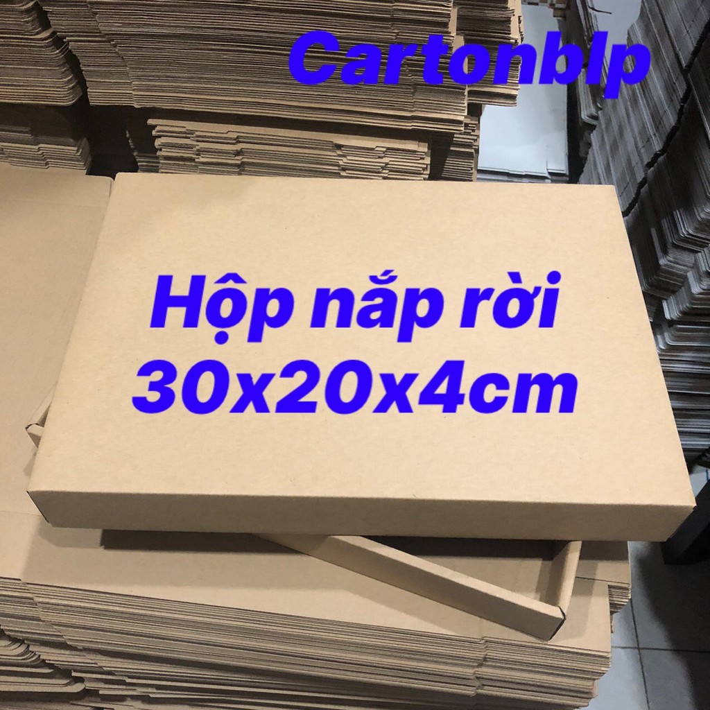 Hộp carton đựng quần áo nắp rời size 30x20x4cm màu nâu