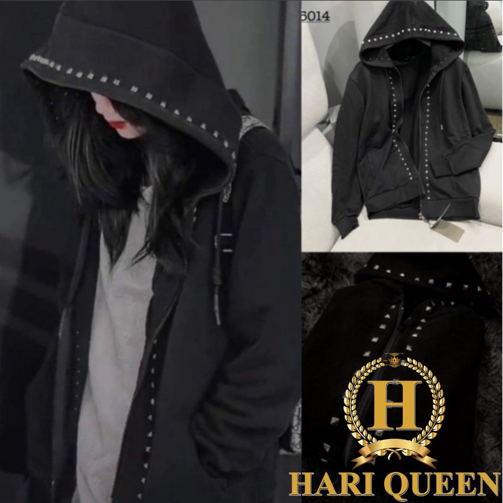 Áo khoác nỉ gắn đinh quanh áo siêu chất - nam nữ mẫu hot 2022 HARIQUEEN