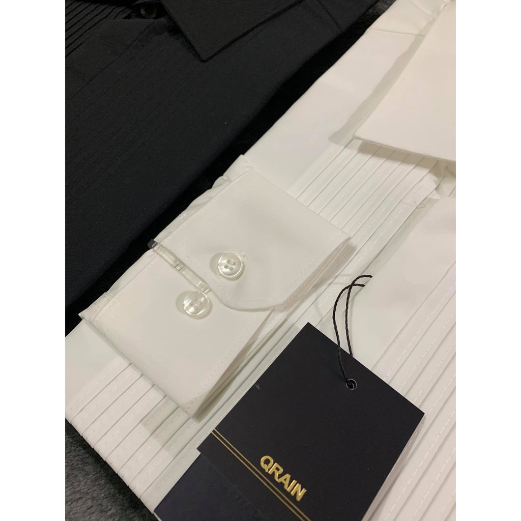 Áo Sơ Mi Nam Dài Tay Xếp Ly Ngực Vải Lụa Cao Cấp, Áo Sơ Mi Trắng Đen Trơn Dáng Ôm Form Body, T-man | BigBuy360 - bigbuy360.vn