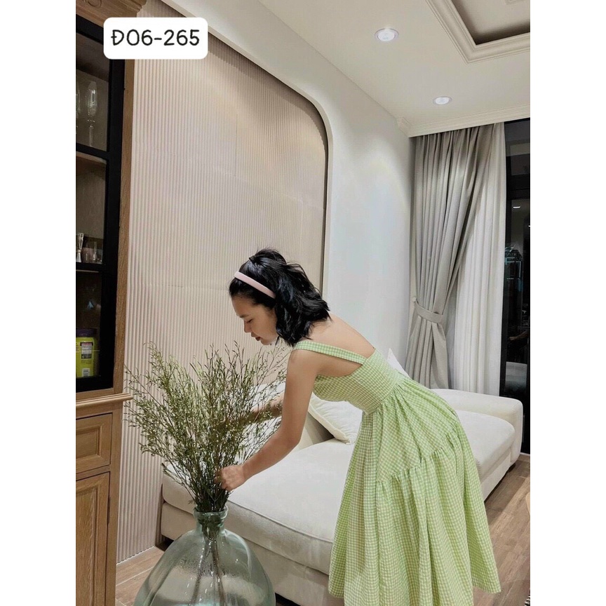 Đầm 2 dây caro dáng xoè Đ06 phong cách trẻ trung, đáng yêu, thích hợp đi chơi, đi cà phê cuối tuần