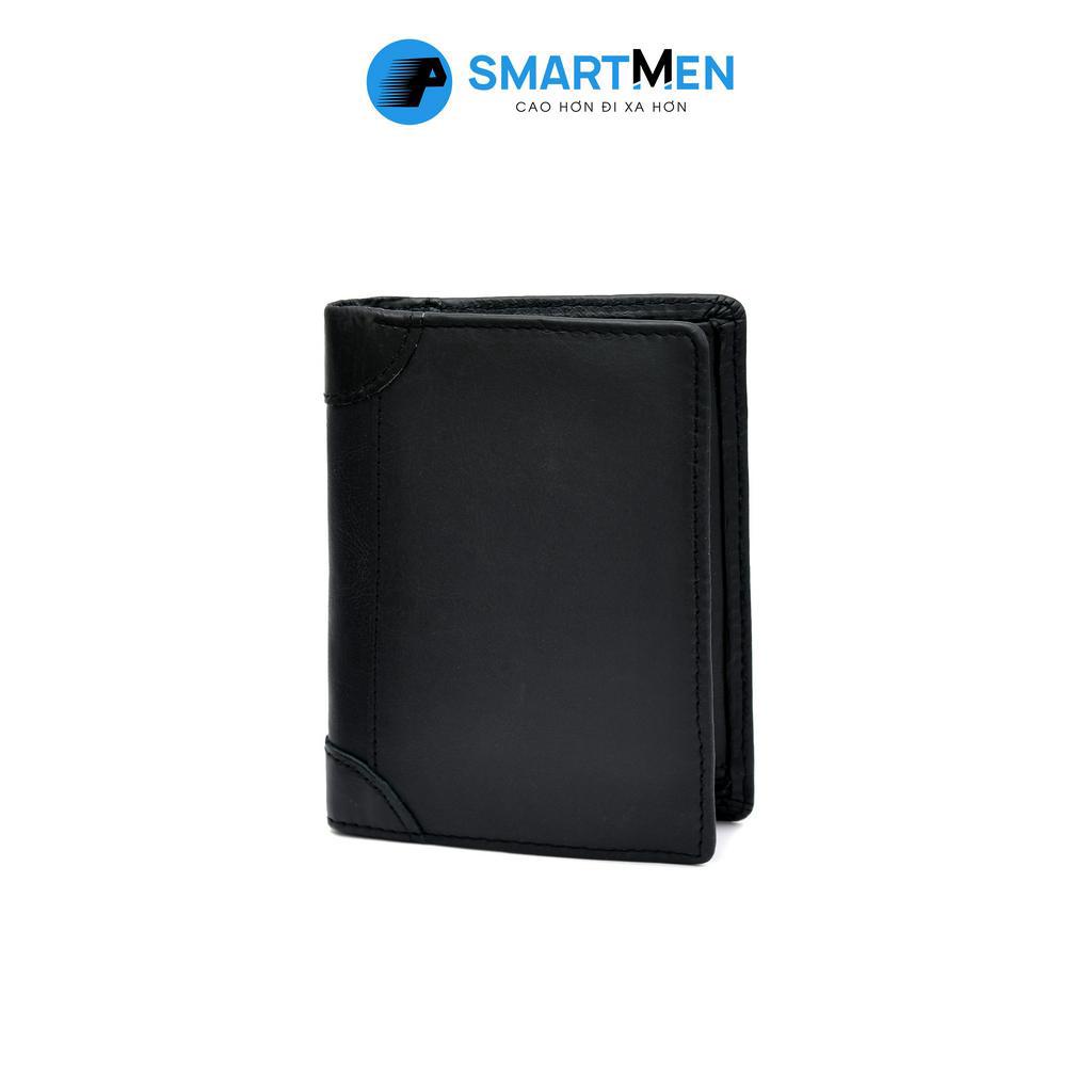 Ví gấp da bò SMARTMEN màu đen VD-15
