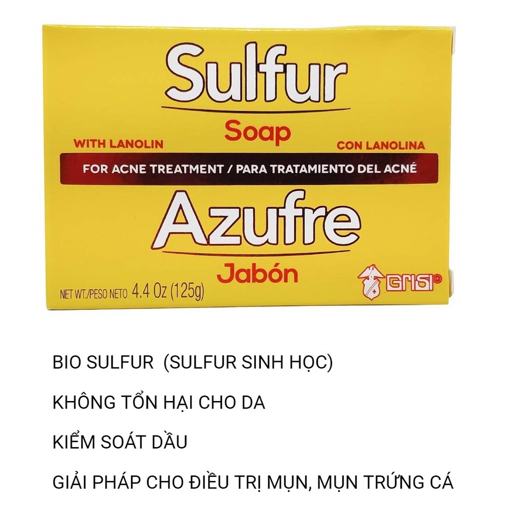 Xà phòng ngừa mụn Grisi Sulfur Soap with Lanolin for Acne Treament 125 gram