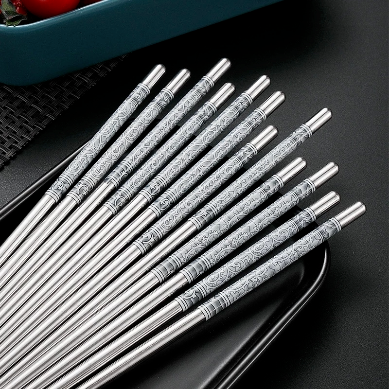 Bộ 5 Đôi Đũa Chống Trượt Bằng Thép Không Gỉ