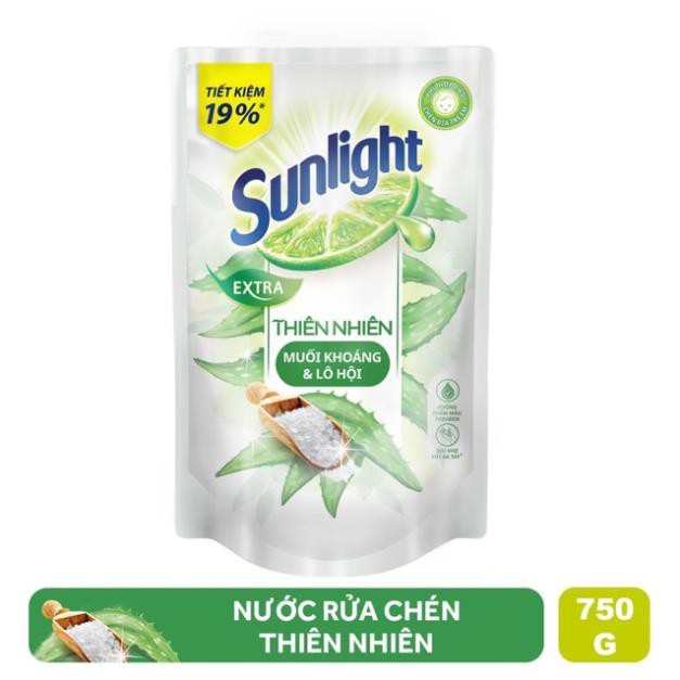 Rửa chén túi sunlight 750 trà xanh và muối khoáng