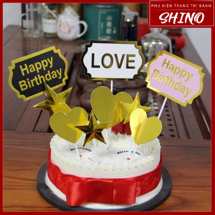 Bộ Bảng HPBD Và ngôi Sao Trang Trí Bánh Kem