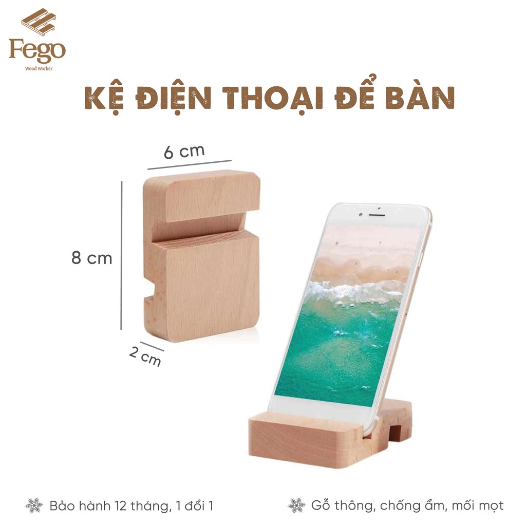 Giá đựng điện thoại gỗ thông FEGO để smartphone xem phim chống trượt