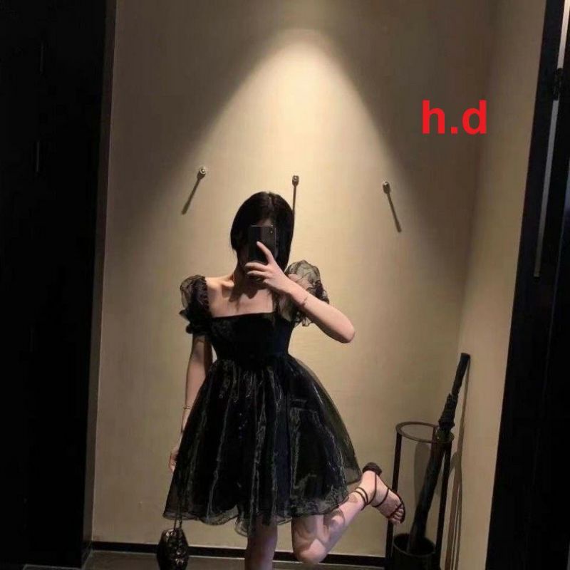 Váy Babydoll tơ von tay phồng Nơ Lưng phong cách tiểu thưĐầm nữ dáng xòe Vintage maxi Hàn Quốc sang chảnh 2 lớp rẻ nhất