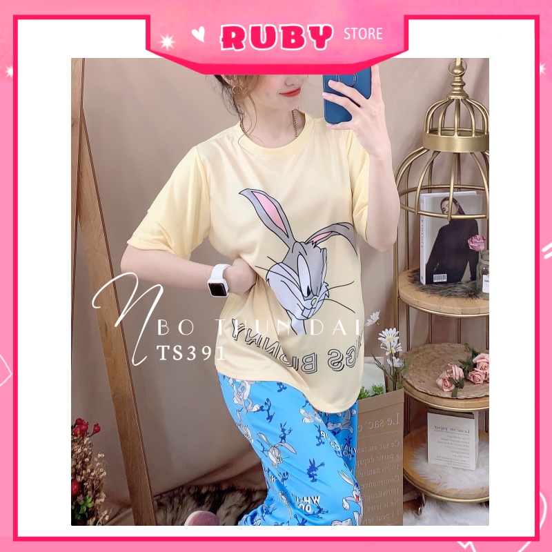Bộ hoạt hình Cartoon form rộng chất đẹp Free Sz Dưới 60KG ❤ Set bộ thun mỏng mát mặc nhà thu đông QC ❤