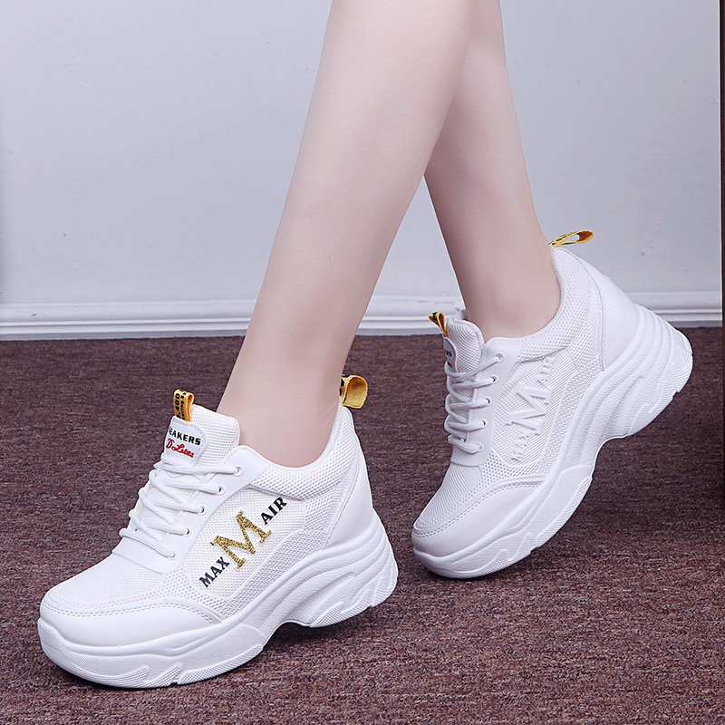 Giày thể thao nữ độn đế 7cm MaxAir đế cao su vải thoáng mã HV03