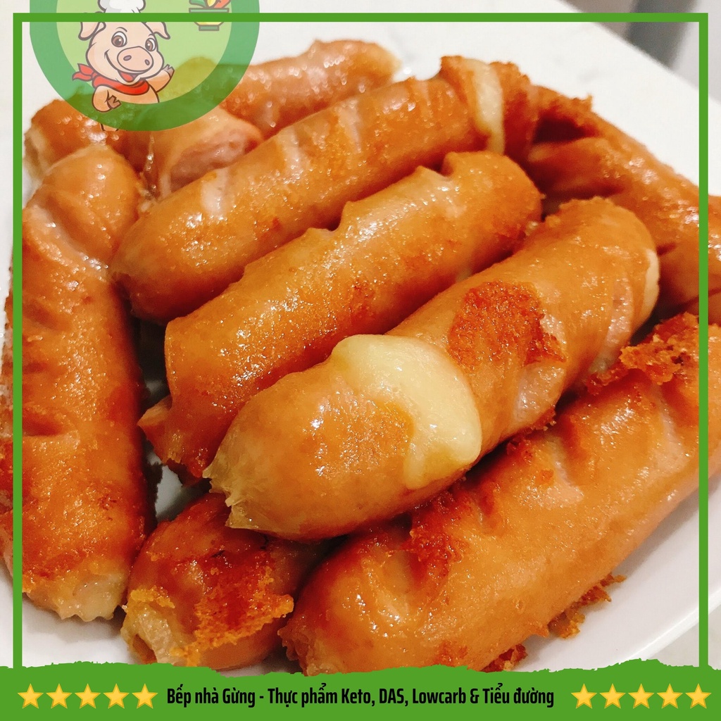 Xúc xích heo phô mai 500gram - For Keto, DAS, Lowcarb, Eatclean & Tiểu đường