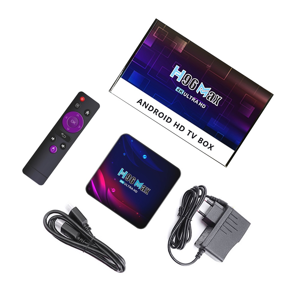 H96 MAX V11 Tv Box Android 11 Ram 4GB ROM 64GB RK3318 2.4G/5G Wifi B-T h96max tivi box Và Điều khiển từ xa
