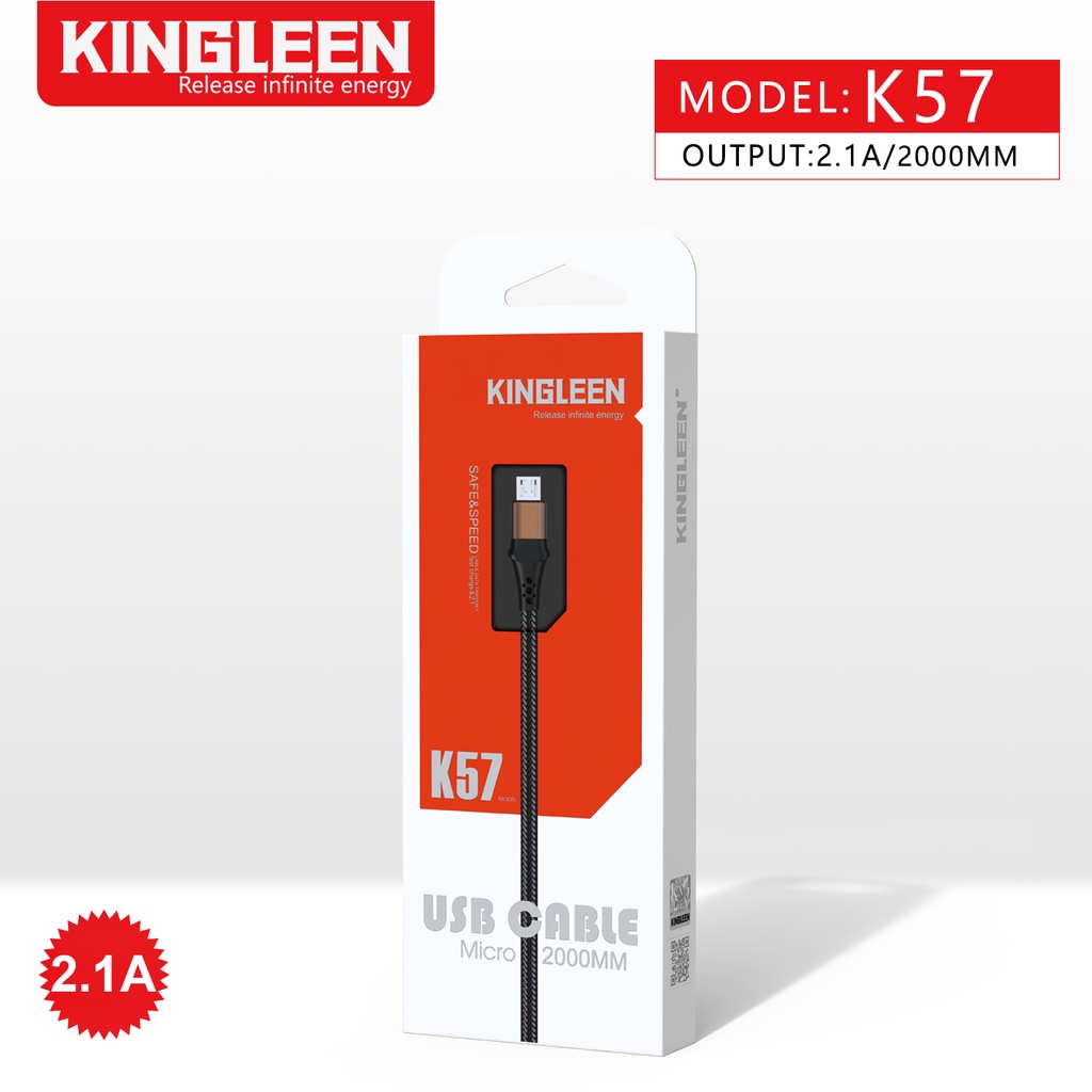 CÁP USB 2.0 -&gt; MICRO USB 2.1A 2M KINGLEEN K57
