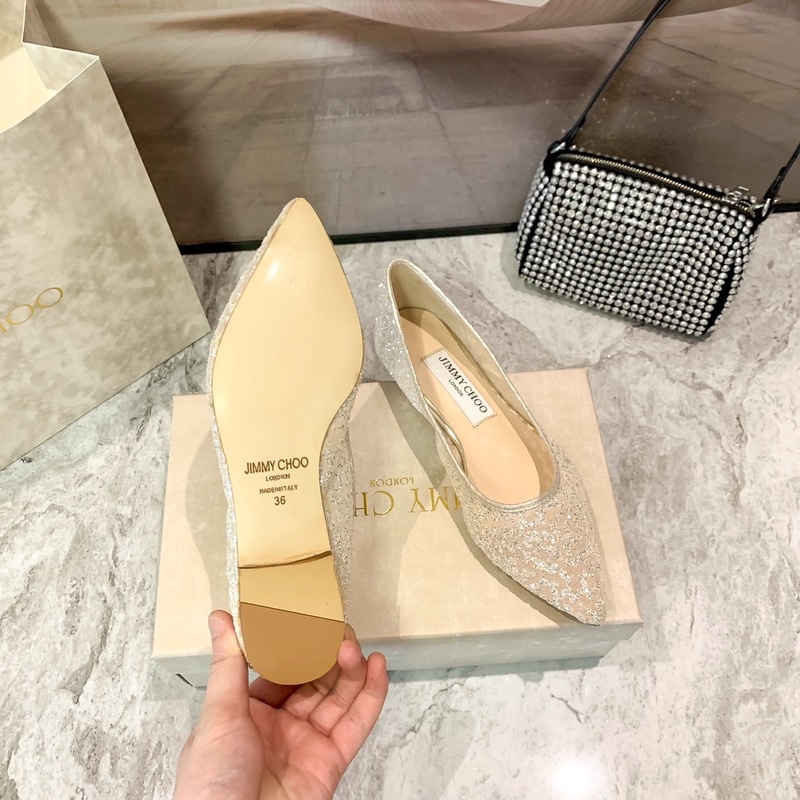 JIMMY CHOO *Chất Lượng Cao*Giày Lưới Đính Đá Rhinestone Hàng Nhập Khẩu Quyến Rũ Thời Trang Nữ 3 Chiều Cao