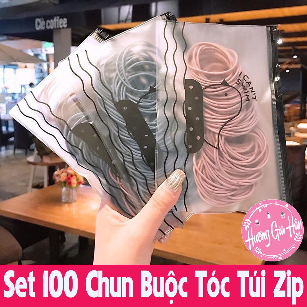 Set 100 Chun Buộc Tóc To Tặng Kèm Túi Zip