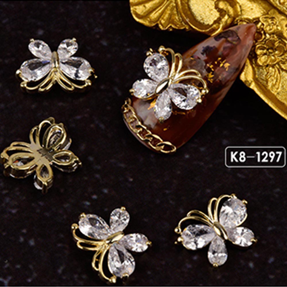 Phụ Kiện Trang Trí Móng Hình Bướm 3D Lấp Lánh