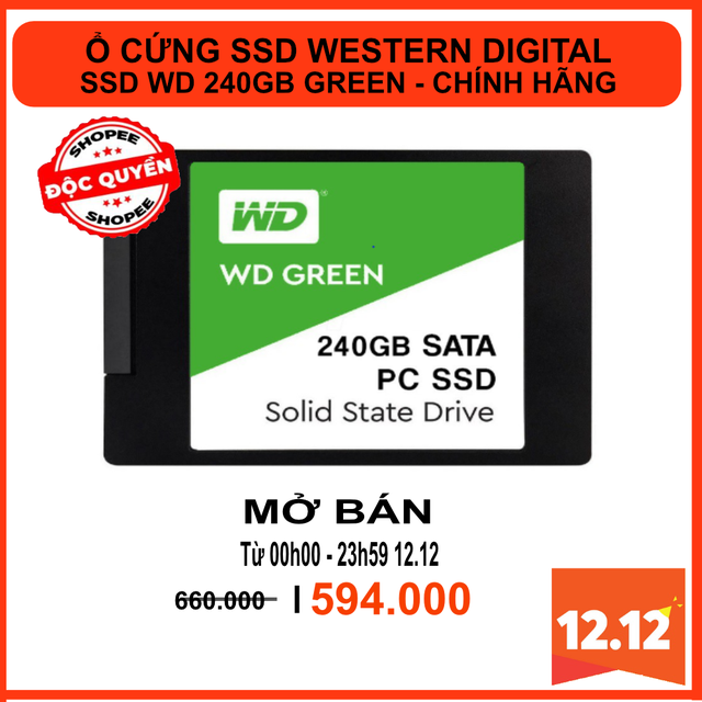 Ổ cứng SSD WD 240GB Green - fpt vĩnh xuân Phân Phối