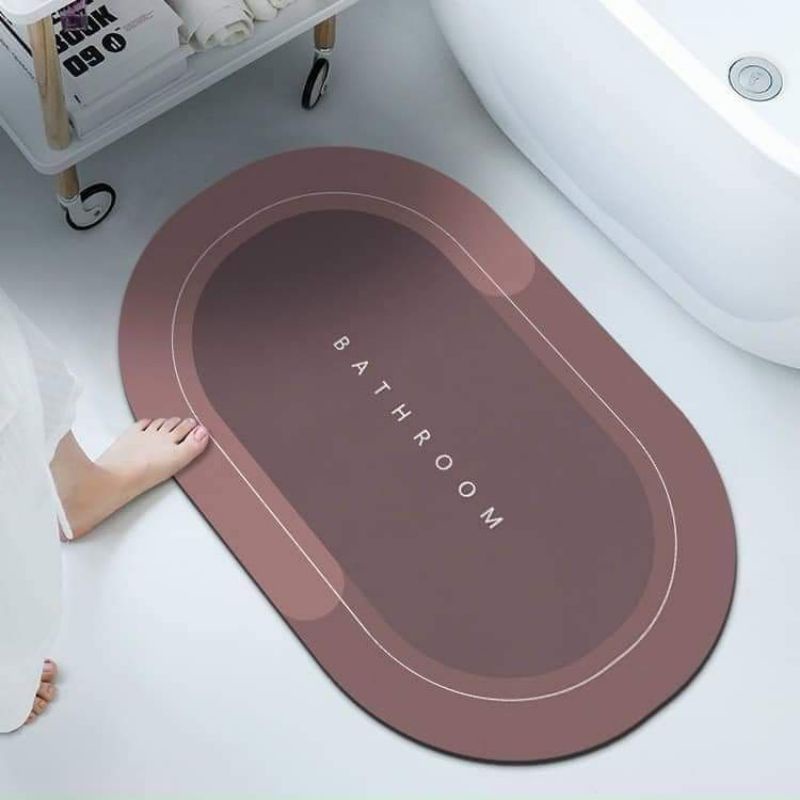 Thảm lau chân chùi chân silicon nhà tắm siêu thấm hút hình oval