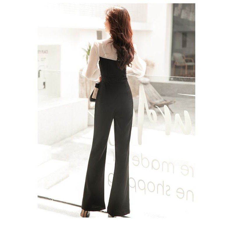 Jumpsuit nữ thiết kế cổ V dài tay công sở