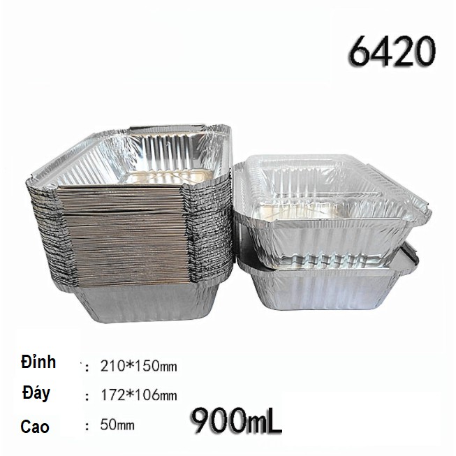 10 Khay giấy nhôm 900ml hộp giấy nhôm nắp nhựa PET hay nắp giấy nhôm