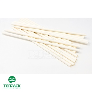 Ống hút giấy màu trắng trơn phi 6 (25 ống/ bịch )