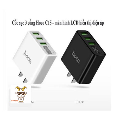 CỦ SẠC 3 CỔNG QC 3.0 HOCO C15 chính hãng