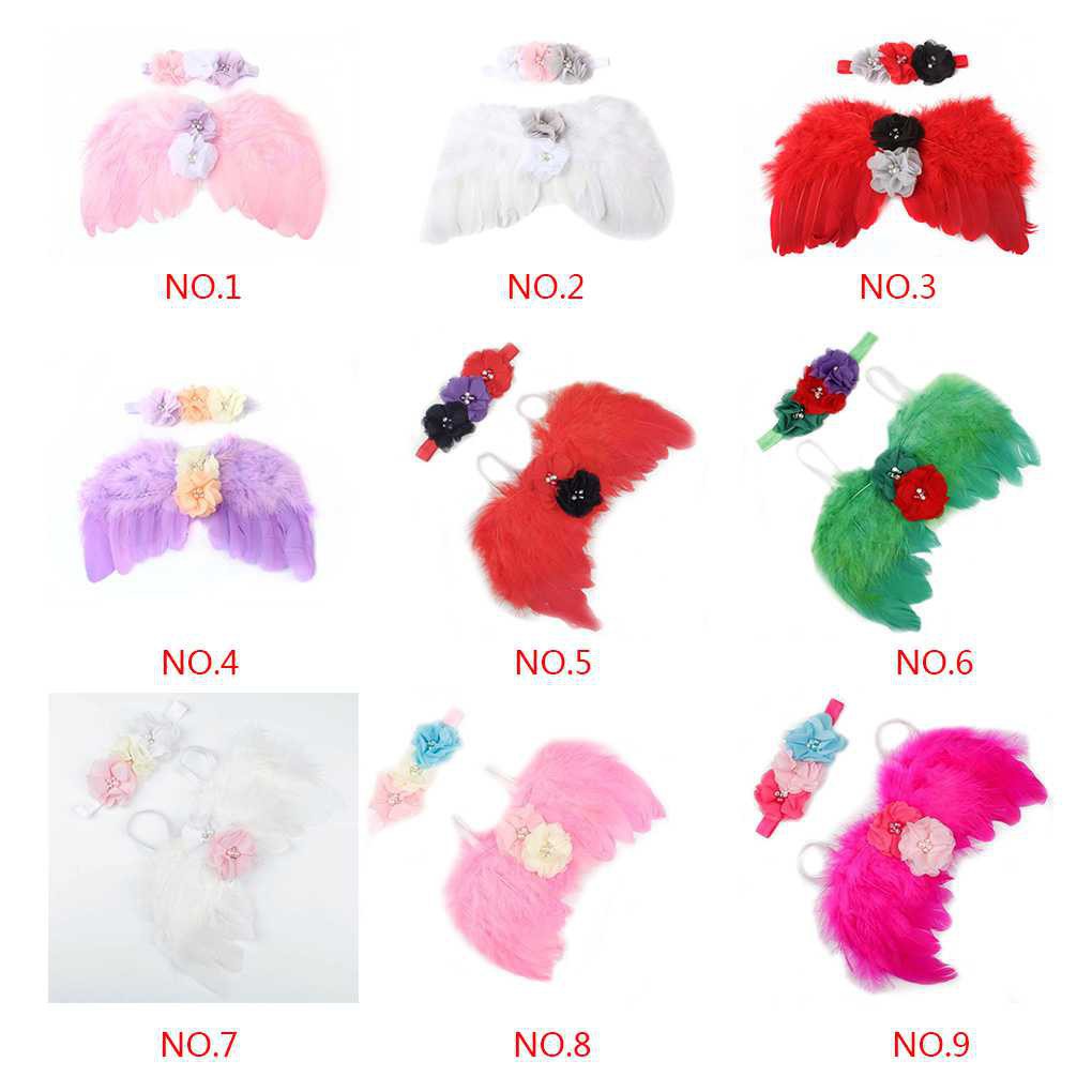 Baby Newborn Angle Feather Wing Colorful Flower Prop Suit Infant Clothes Suit