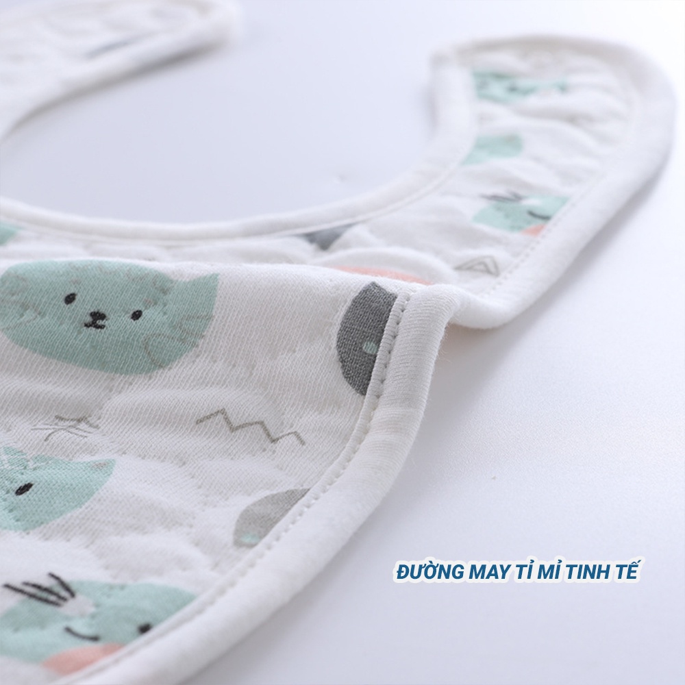 Yếm vuông cổ tròn chống thấm cho bé làm từ Cotton 100%