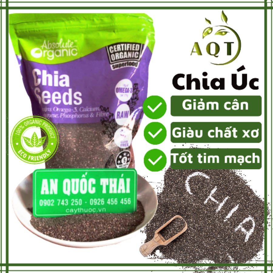 Hạt Chia Úc 1KG [NHẬP KHẨU CHÍNH HÃNG], Hạt Chia Úc Absolute Organic Cam Kết Date Mới, Chia Seeds Giảm Cân Đẹp Da