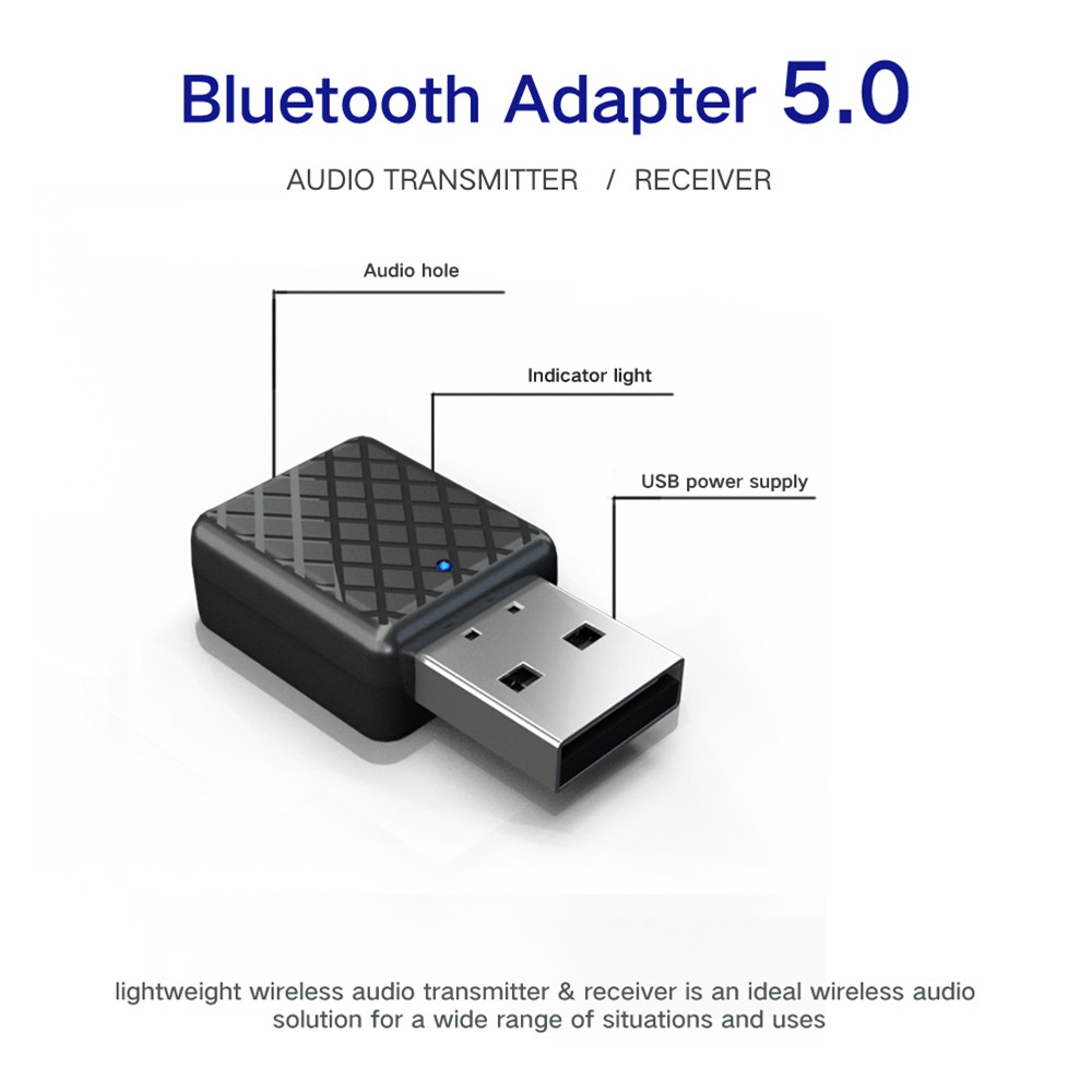 Bộ thu phát âm thanh mini Bluetooth 5.0 AUX 3.5mm không dây dành cho TV/máy tính bàn/ xe ôtô