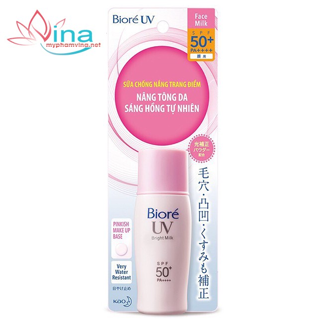 SỮA CHỐNG NẮNG BIORE UV BRIGHT FACE MILK SÁNG HỒNG TỰ NHIÊN TUÝP 30ML