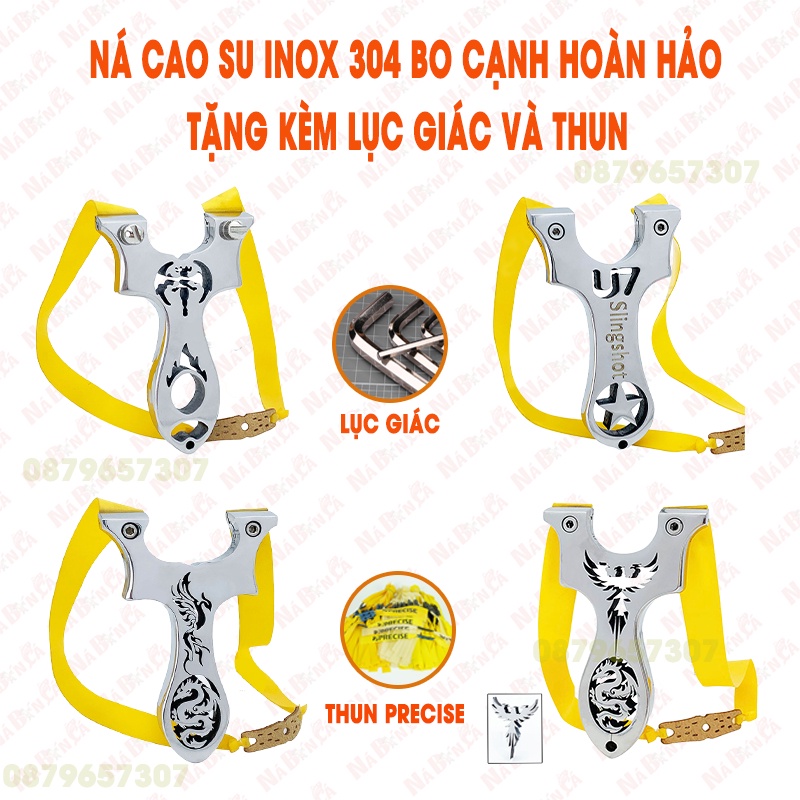 Ná cao su INOX 304 đánh bóng, bo cạnh hoàn thiện cầm siêu ôm tay -Tặng dây thun Precise và lục giác đa năng