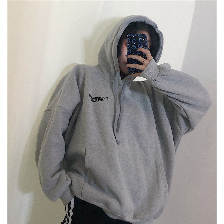 Áo Hoodie Tay Dài Dáng Rộng Có Túi Thời Trang Phong Cách Hàn Quốc