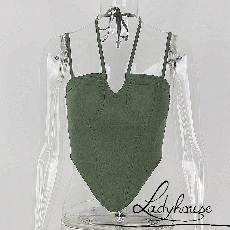 Áo Yếm Hai Dây Mỏng Màu Trơn Thời Trang Mùa Hè Cho Nữ