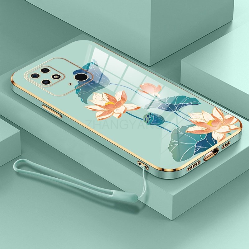 ốp lưng Redmi 10c ốp điện thoại Redmi 10c Ốp Điện Thoại TPU Dẻo Mạ Màu Họa Tiết Hoa Sen Sang Trọng