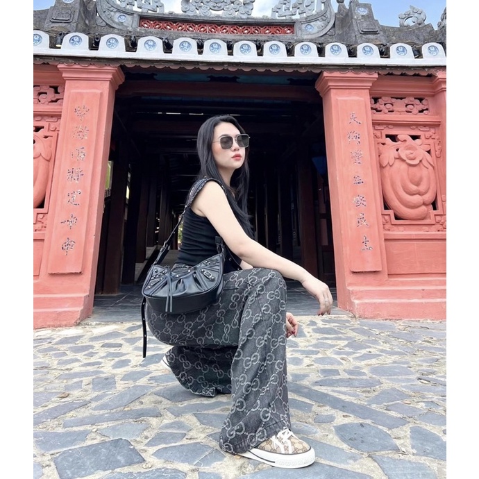 Set túi đeo chéo Balen nạm đinh dây khoen đinh kèm 2 ví hàng Super size 24