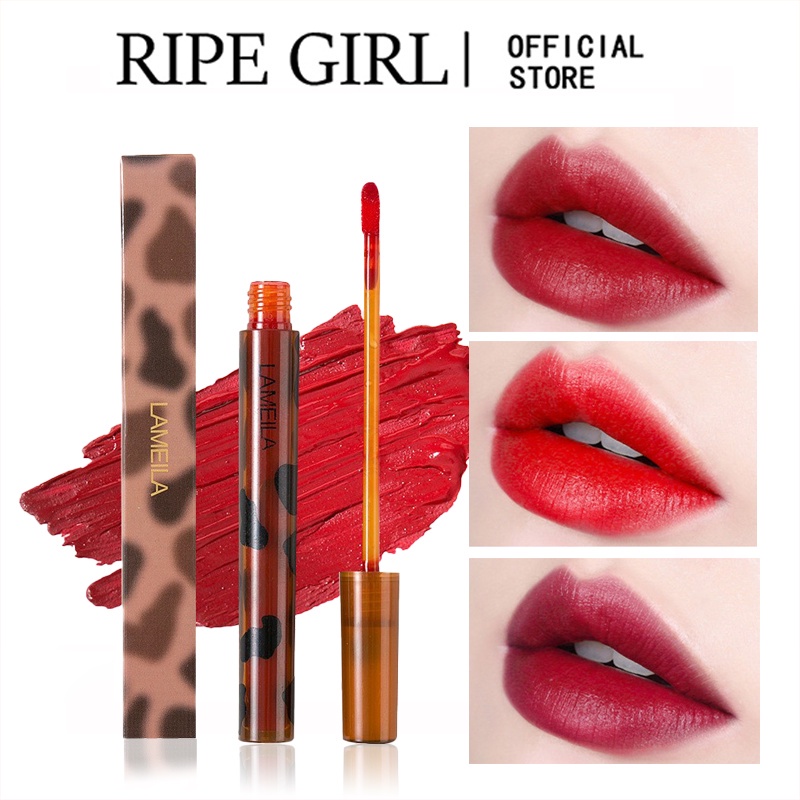 RIPE GIRL Amber Lip Glaze Matte Liquid Lipstick 6 màu Velvet Satin Dưỡng ẩm 6 màu Lâu trôi Không thấm nước Velvet Matte Matte Lip Glaze